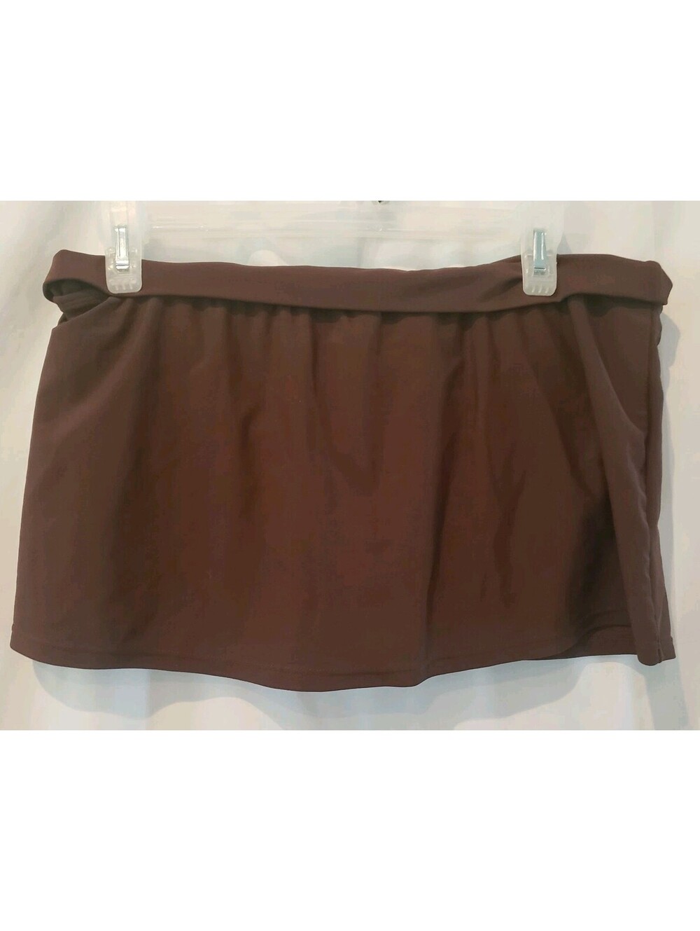 Ibiza Womens 12 Chocolate Brown Swim Skirt/Skort Roll-Waist Built In Brief